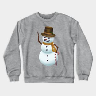 Snowman with Candy Cane Crewneck Sweatshirt